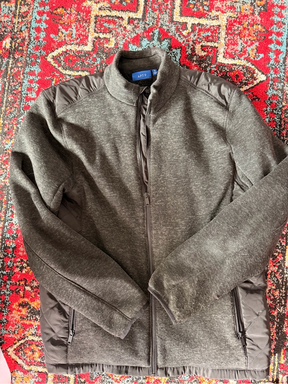 Apt. 9 Men's Charcoal Heather Full-Zip Sweater Jacket